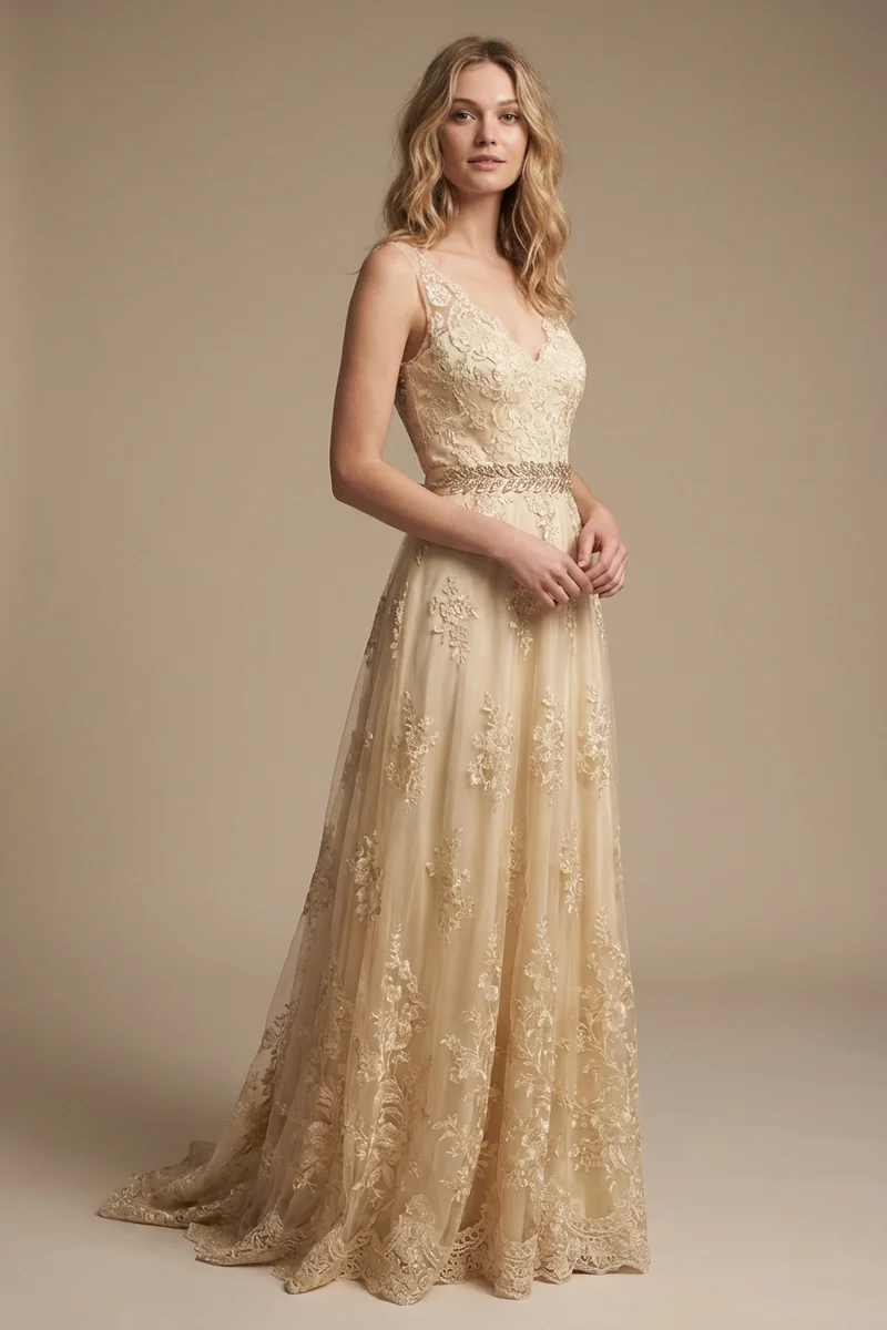 Gold Leaf Bridal Sash - 1