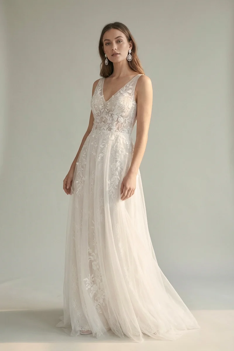 Aurora Crystal Drop Bridal Earrings - 1