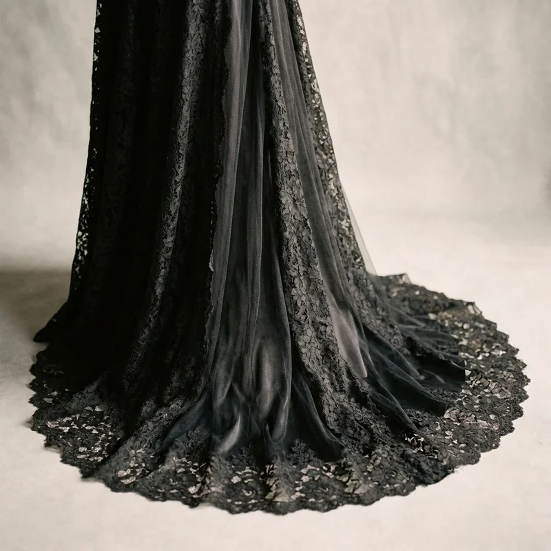 Gothic Lace Black Wedding Dress - 4