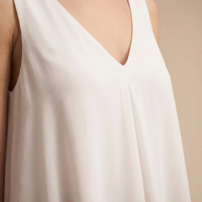 Relaxed Chiffon Mini Wedding Dress - 3