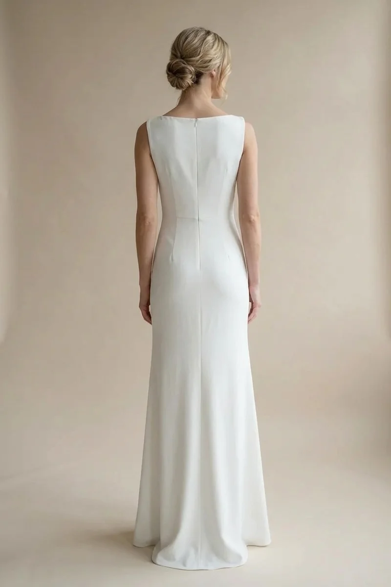 Clarity Crepe Sheath Wedding Dress - 2