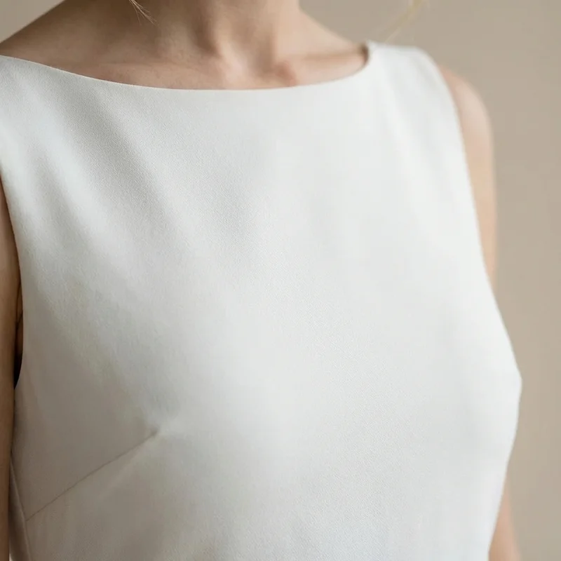 Clarity Crepe Sheath Wedding Dress - 3