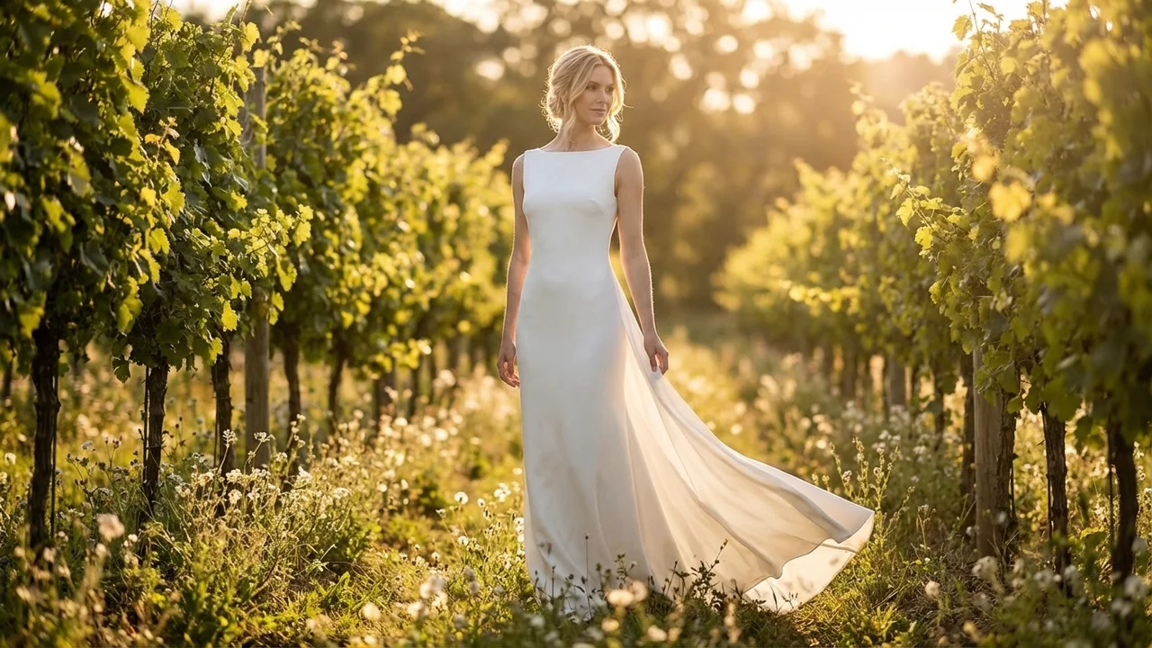 Clarity Crepe Sheath Wedding Dress - 6