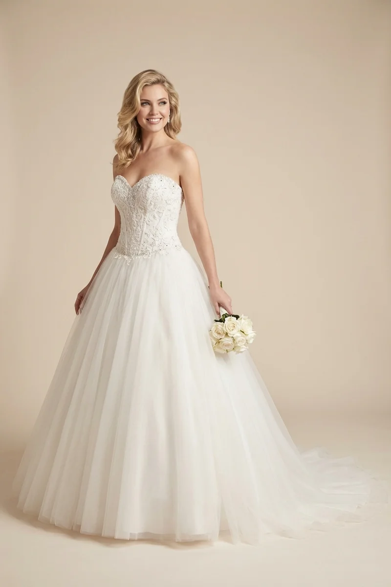 Ophelia Corset Tulle Strapless Wedding Dress - 1