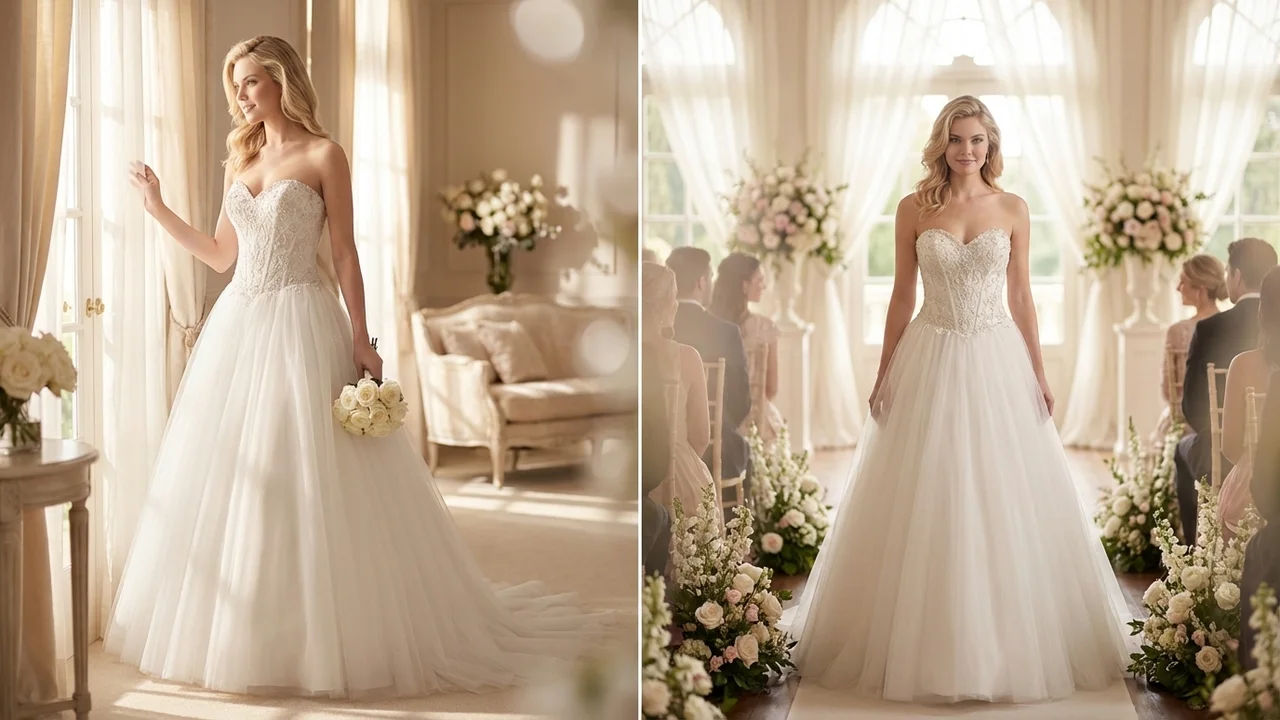 Ophelia Corset Tulle Strapless Wedding Dress - 5