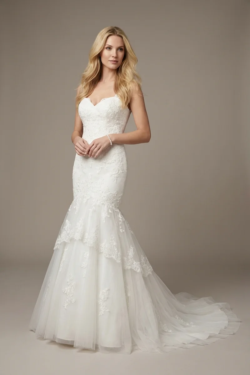 Valentina Corset Lace Mermaid Wedding Dress - 1