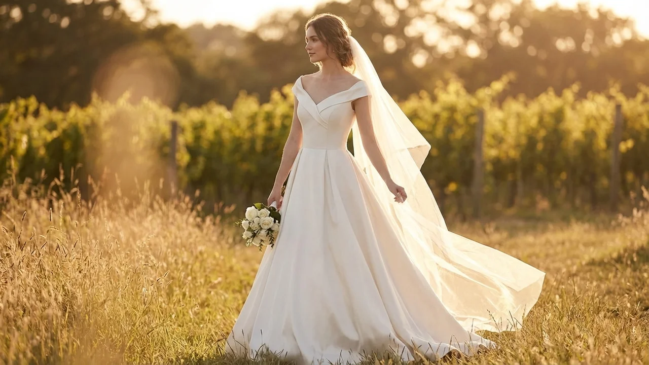 Cordelia Cap Sleeve Satin Ball Gown - 6