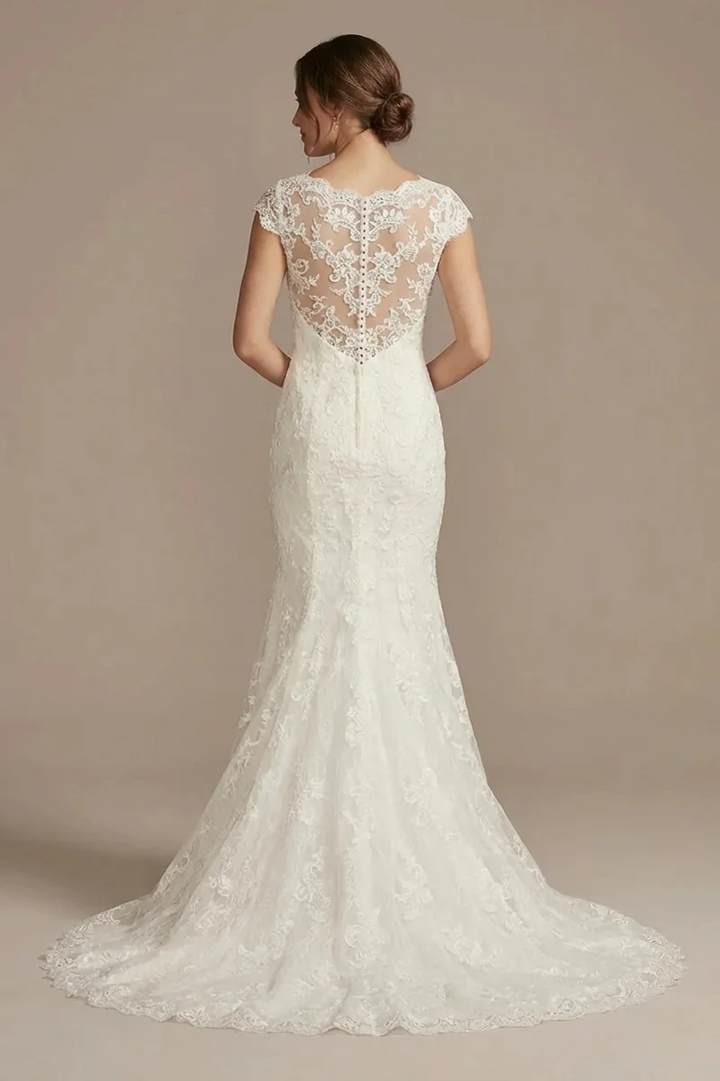 Vivienne Cap Sleeve Lace Mermaid Dress - 2