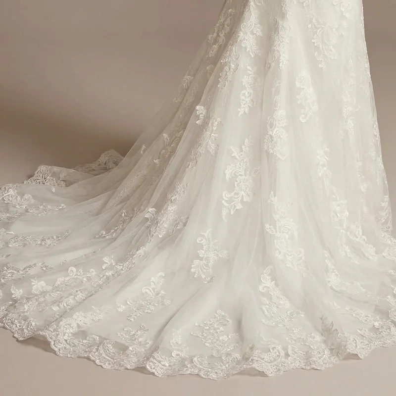 Vivienne Cap Sleeve Lace Mermaid Dress - 4