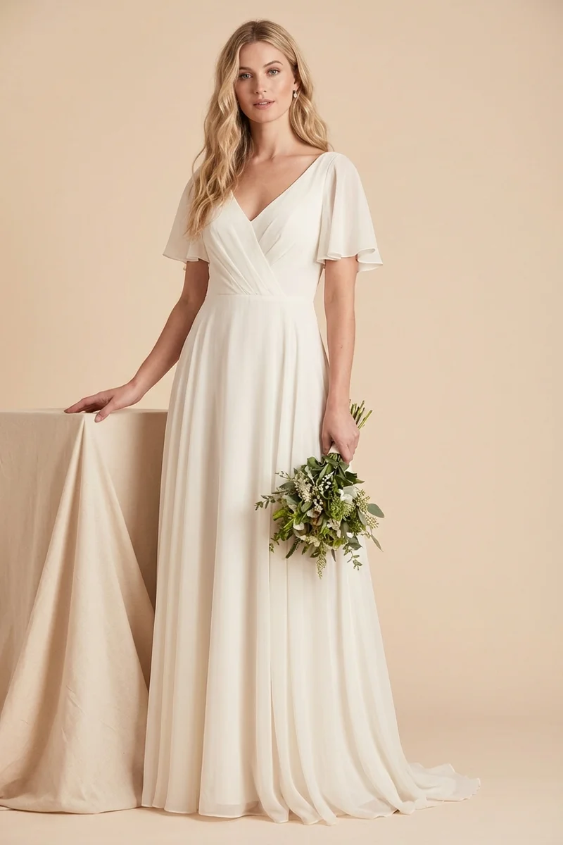Harlow Chiffon Country Wedding Dress - 1
