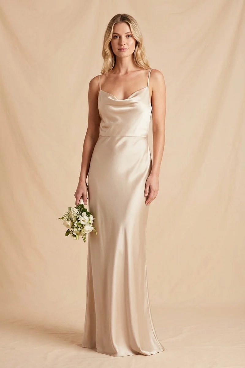 Simple Silk Slip Elopement Dress - 1