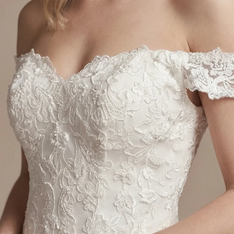 Embroidered Lace Mermaid Wedding Dress - 3