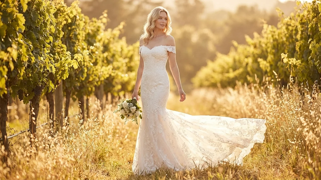 Embroidered Lace Mermaid Wedding Dress - 6