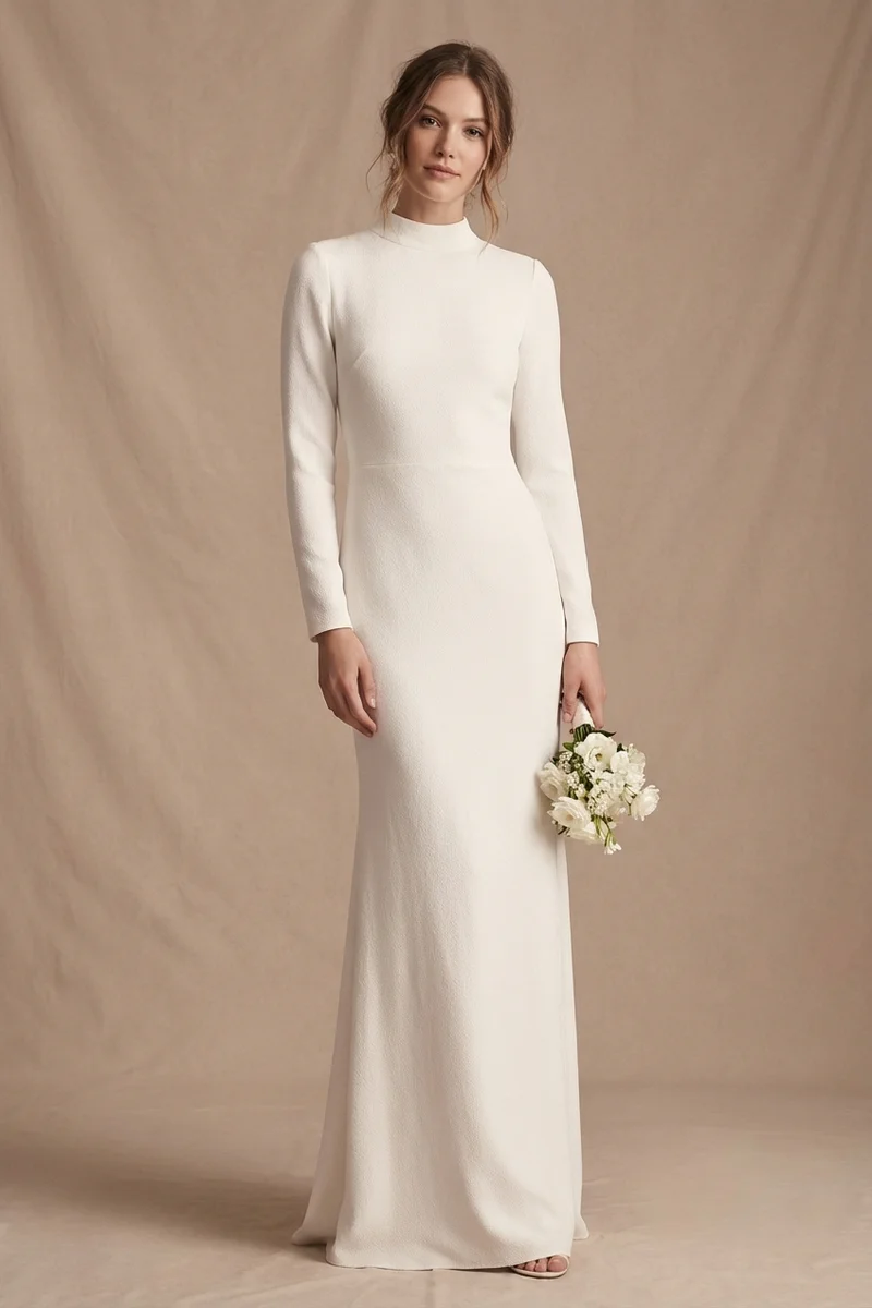 Seraphina Crepe Floor Length Sheath Dress - 1