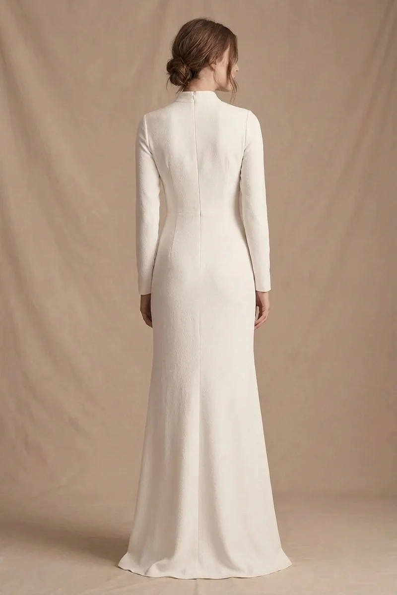 Seraphina Crepe Floor Length Sheath Dress - 2