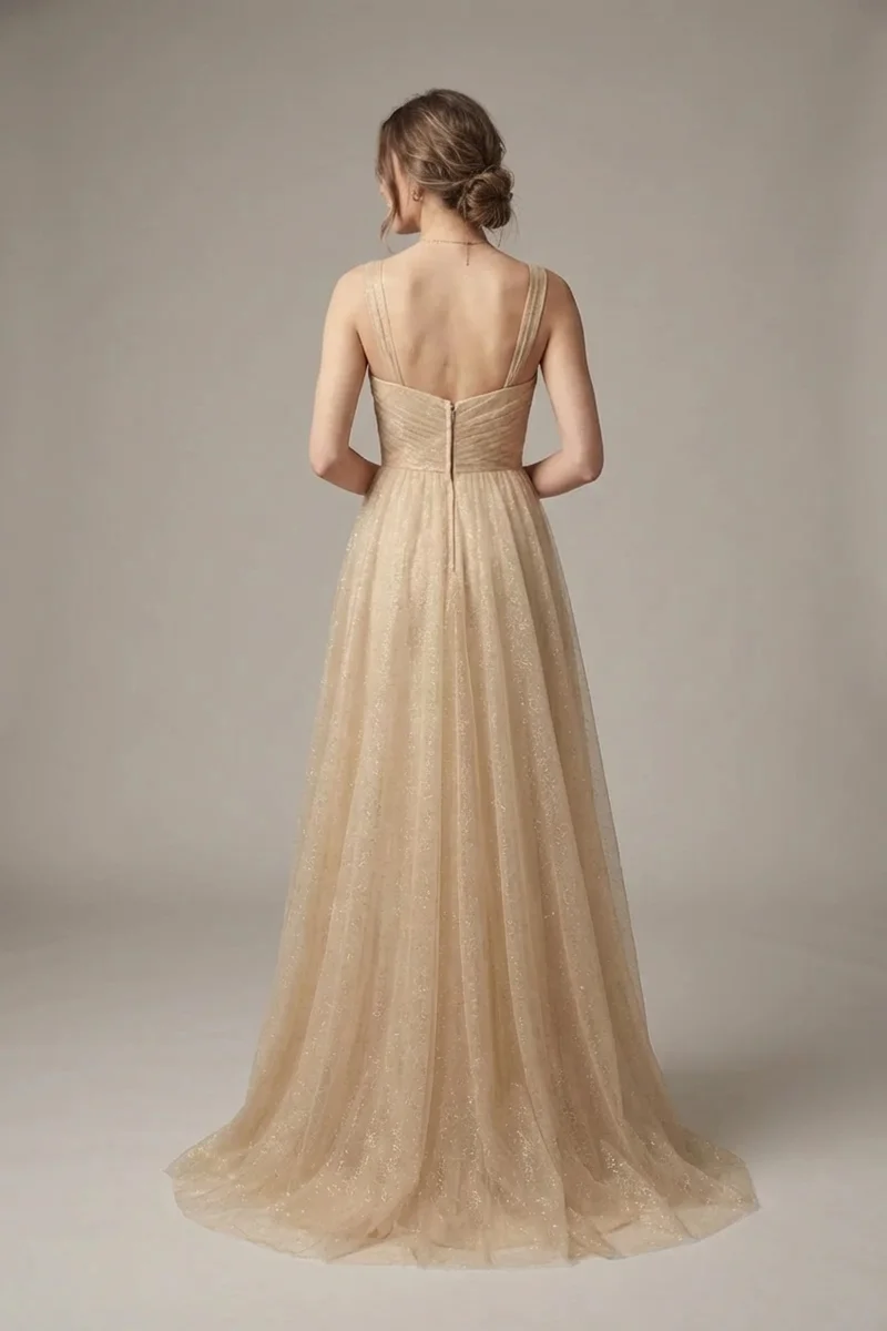 Aurelia Gold Shimmer A-Line Wedding Dress - 2