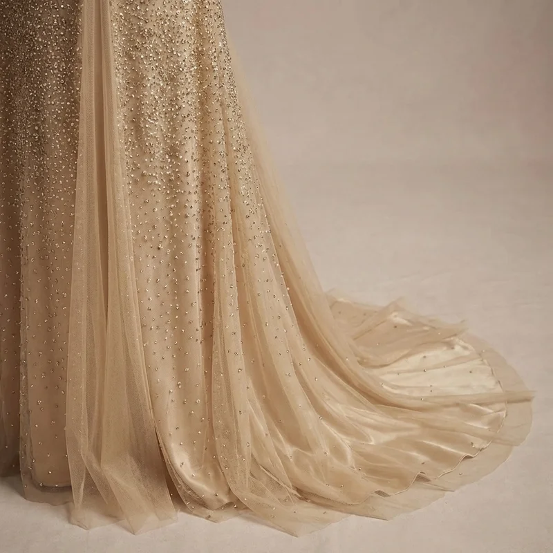 Celestine Gold Beaded Mermaid Wedding Dress - 4