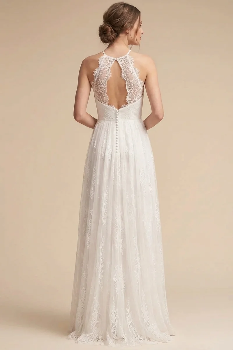 Beatrix Halter Lace A-Line Wedding Dress - 2