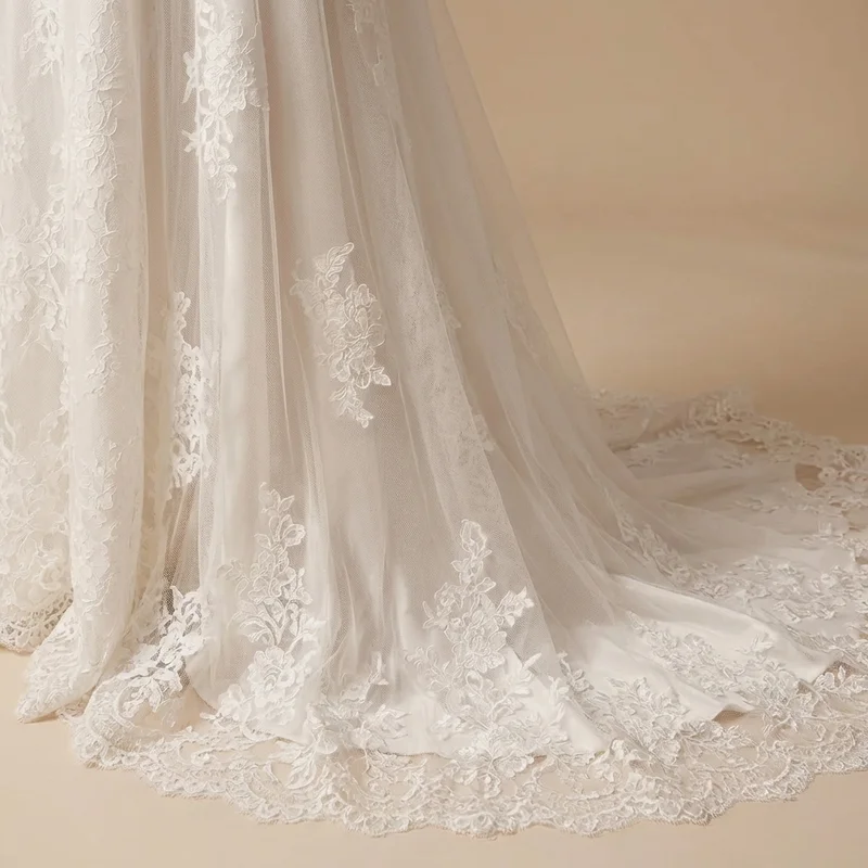 Valentina High Neck Lace Modest Wedding Dress - 4