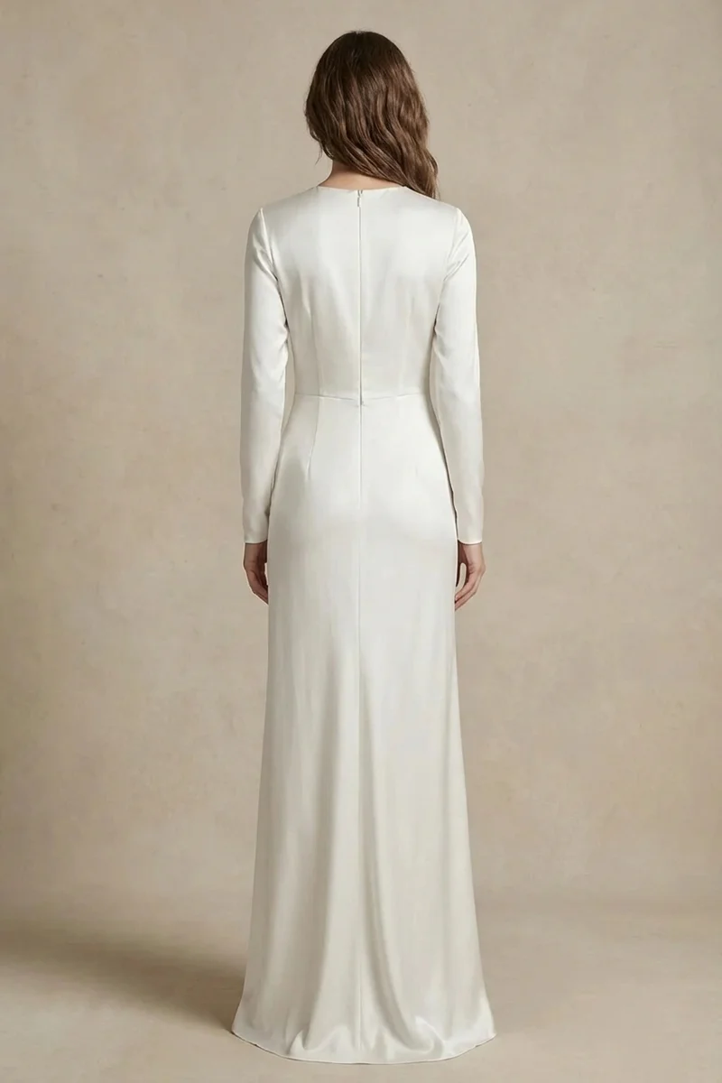 Seraphina High Neck Satin Column Wedding Dress - 2