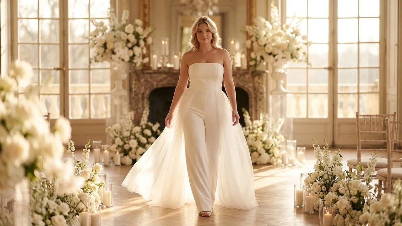 Nova Bridal Jumpsuit with Detachable Tulle Skirt - 5