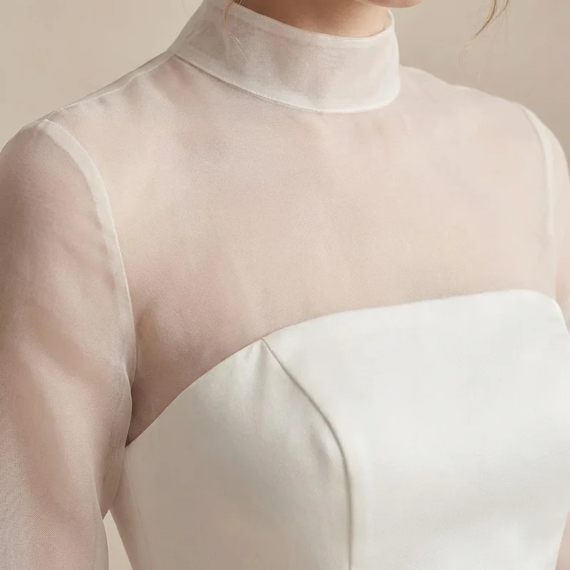 Luna Sheer Organza Minimalist Wedding Dress - 3