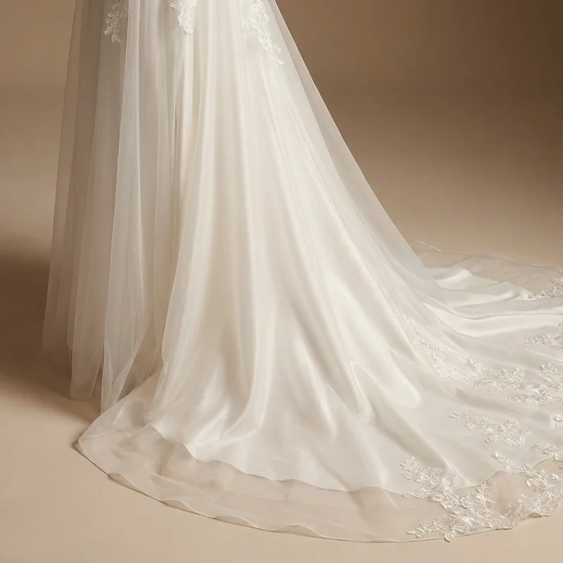 Luna Sheer Organza Minimalist Wedding Dress - 4