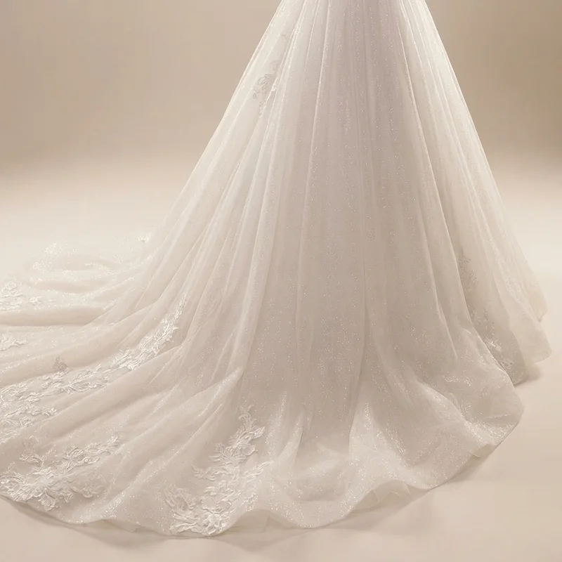 Off The Shoulder Tulle Ball Gown Wedding Dress - 4