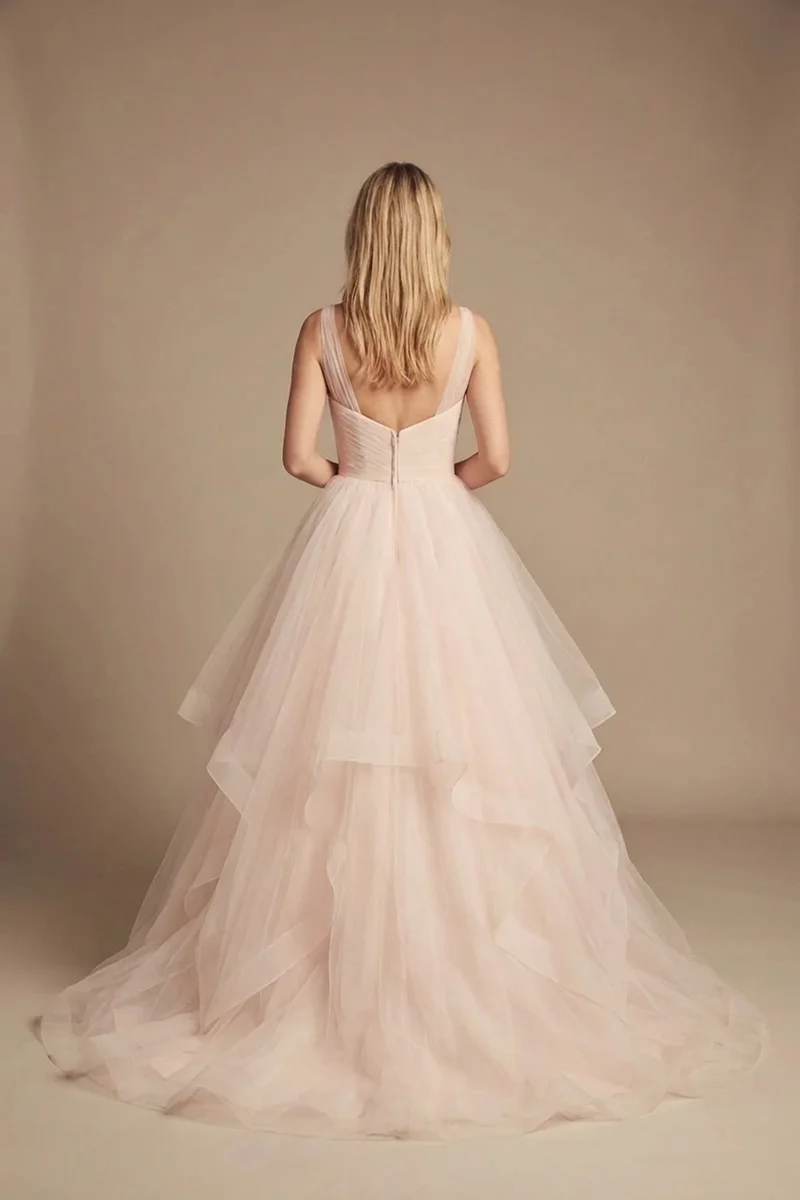 Pink Tulle Princess Wedding Dress with Sweetheart Neckline - 2