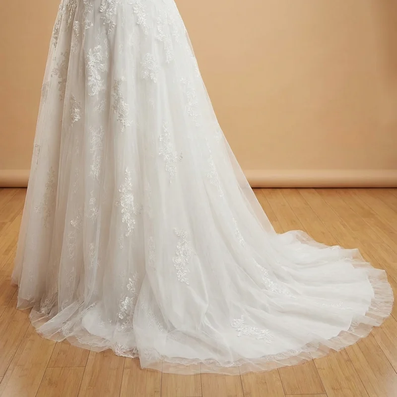 Romantic Lace Plus Size Wedding Dress with Corset Back - 4