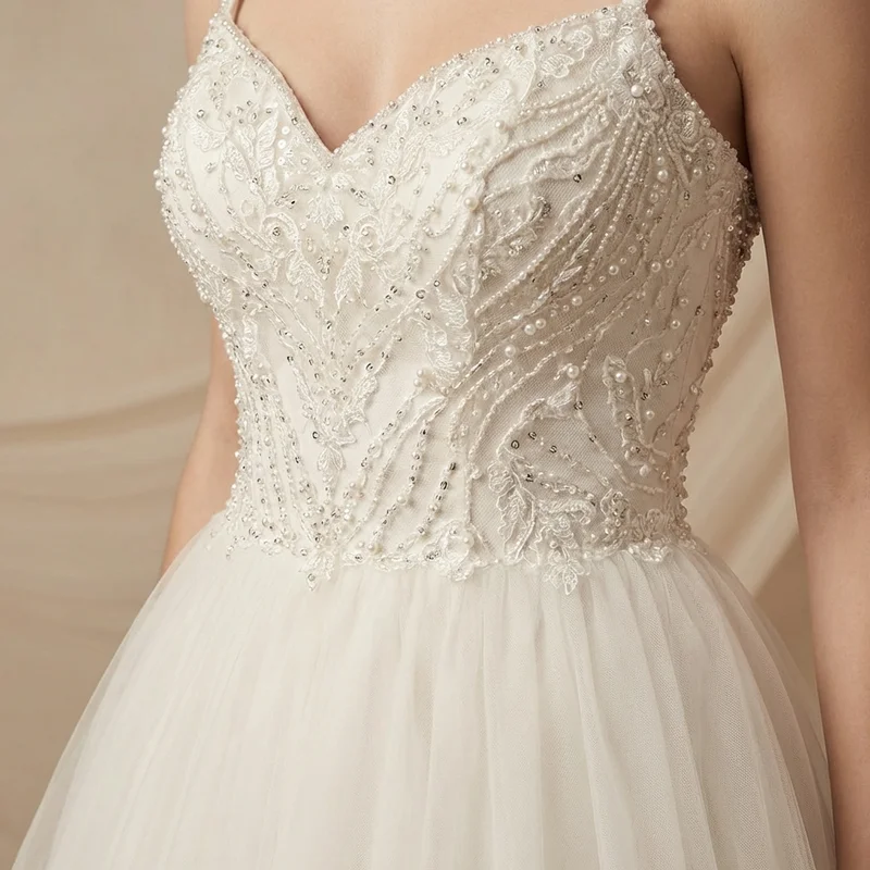 Beaded Bodice Tulle Gown — Clearance - 3