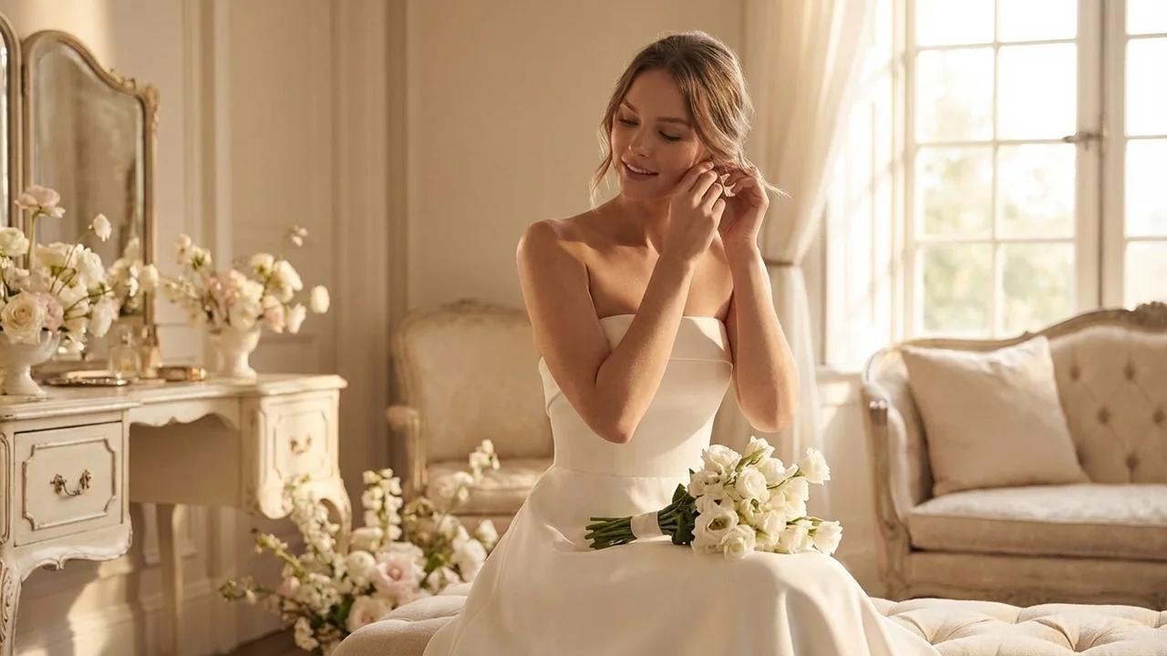 Strapless Minimalist Satin Bridal Gown - 5