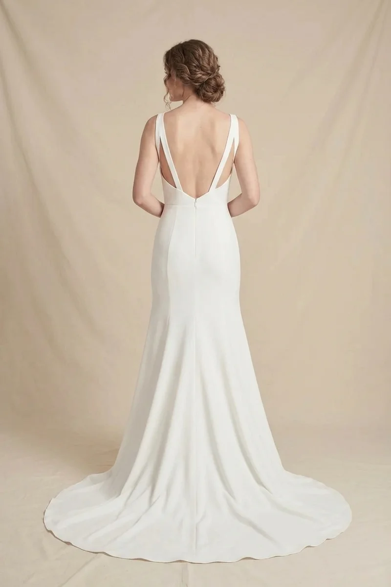 Daria Plunge Illusion Wedding Dress - 2