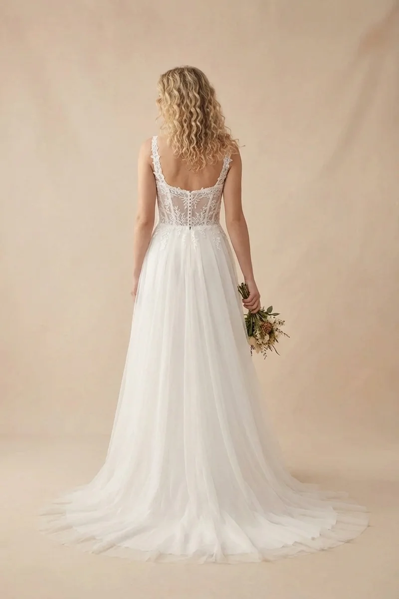 Liana Sheer Corset Wedding Dress - 2