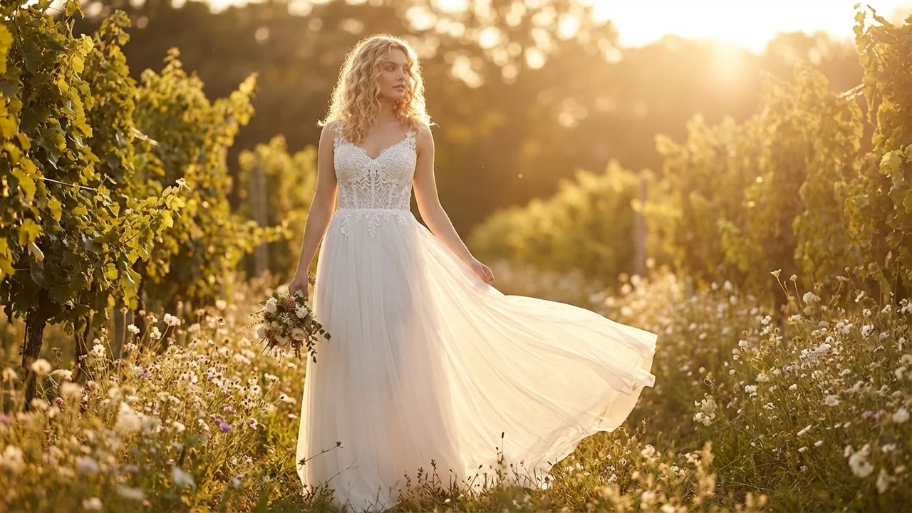 Liana Sheer Corset Wedding Dress - 6