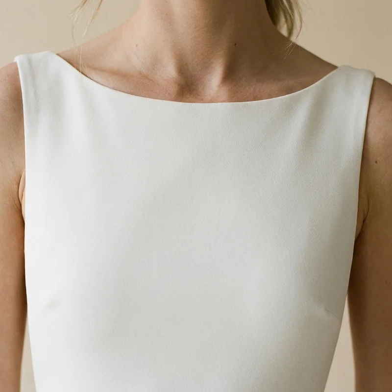 Eloise Sheath Crepe Minimalist Wedding Dress - 3