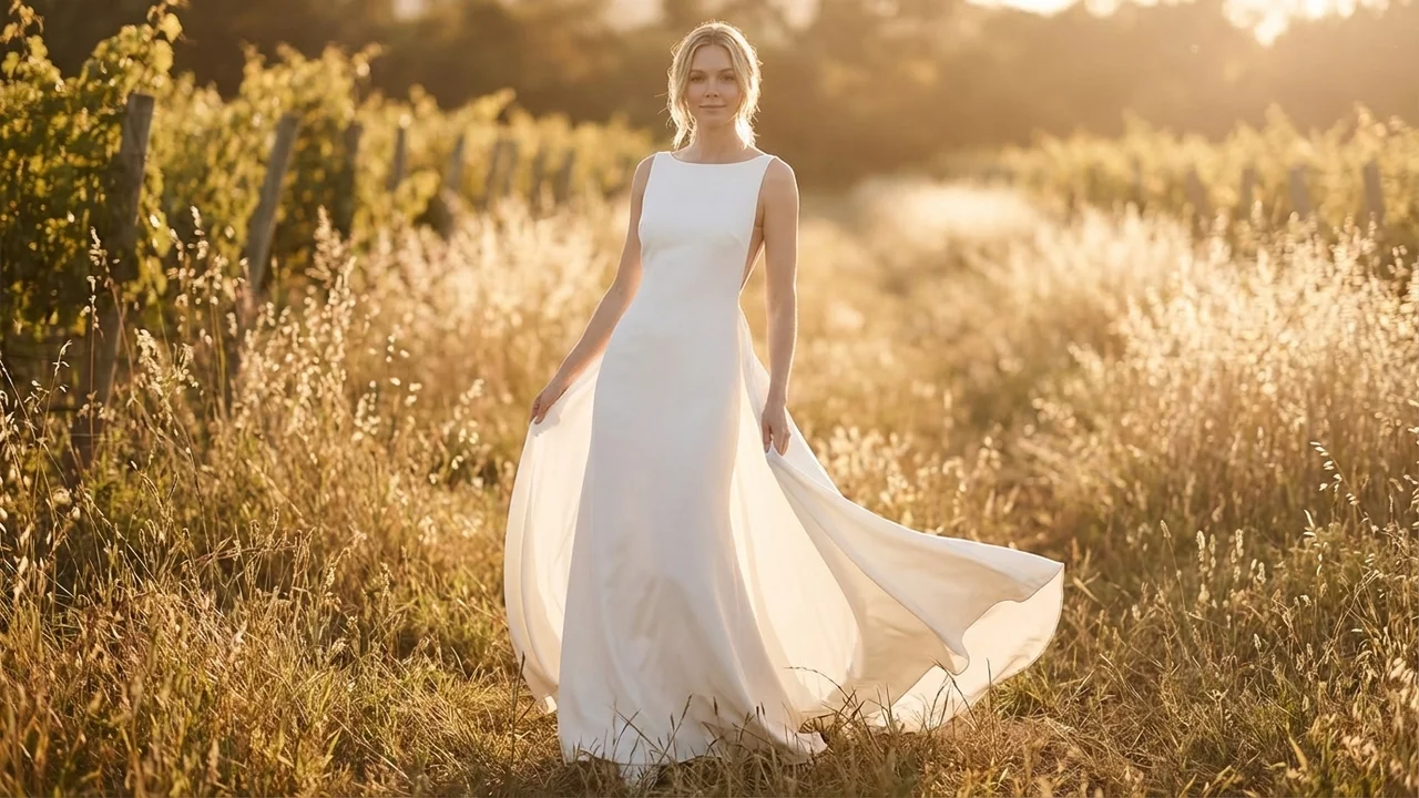 Eloise Sheath Crepe Minimalist Wedding Dress - 6