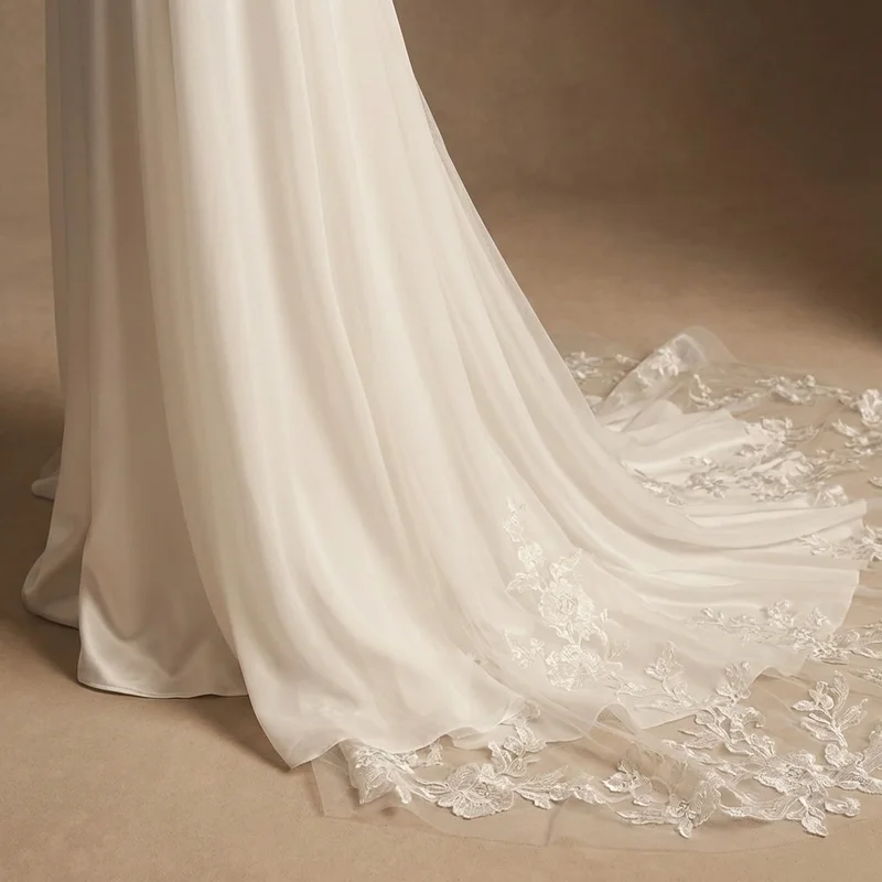 Isla Sheath Chiffon Spaghetti Strap Wedding Dress - 4