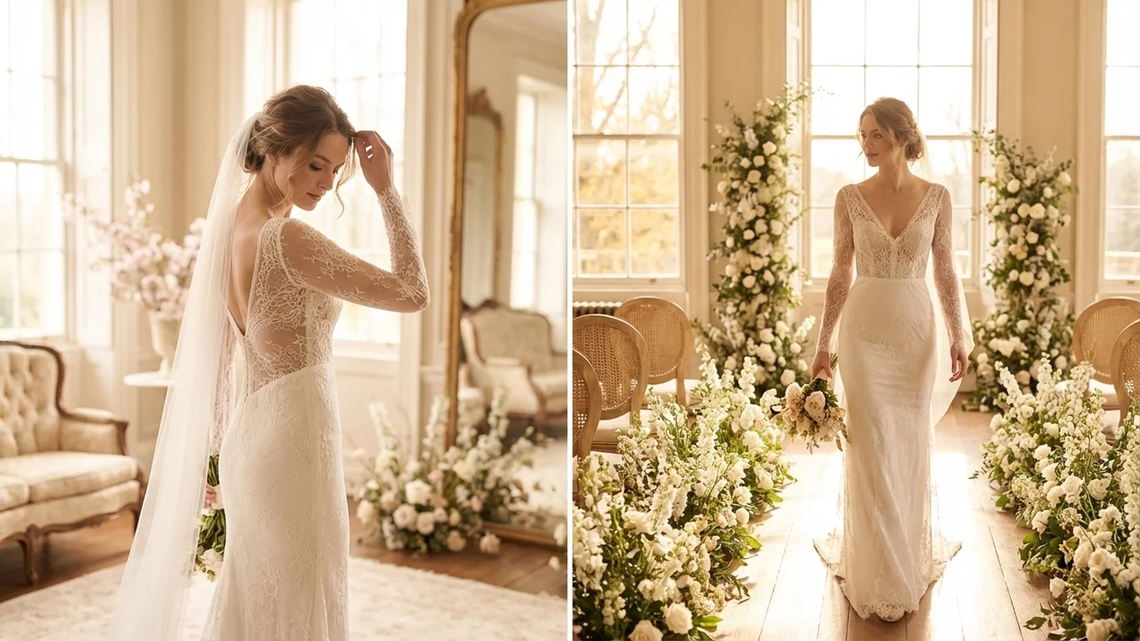 Margaux Sheath Lace Backless Wedding Dress - 5