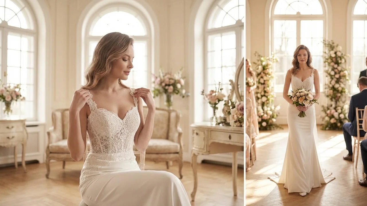 Valentina Silk Mermaid Wedding Dress with Lace Bodice - 5