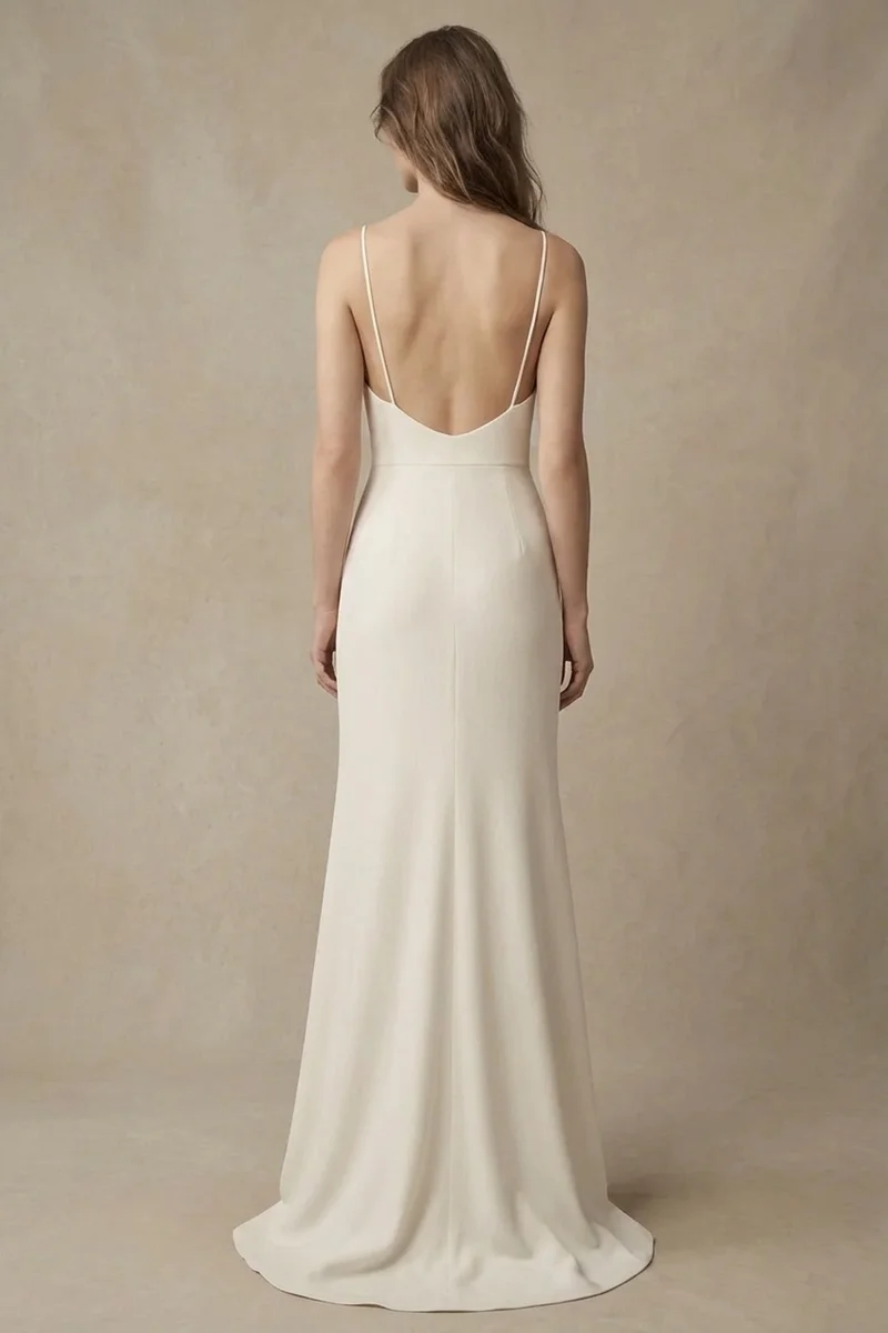 Isla Simple Crepe Slip Wedding Dress - 2