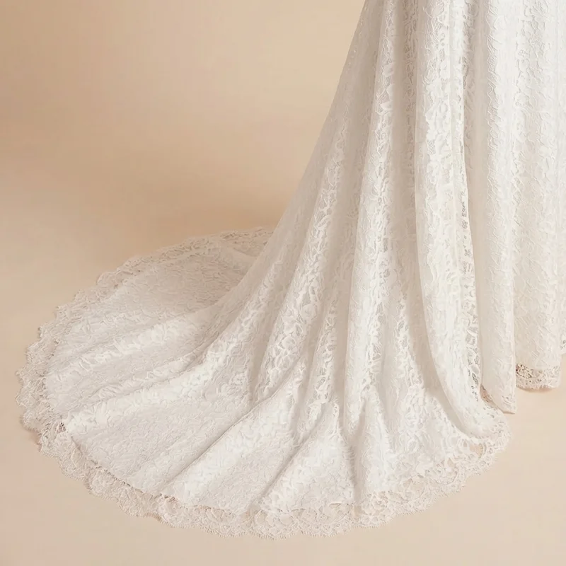 Rosalie Lace Spaghetti Strap A-Line Wedding Dress - 4