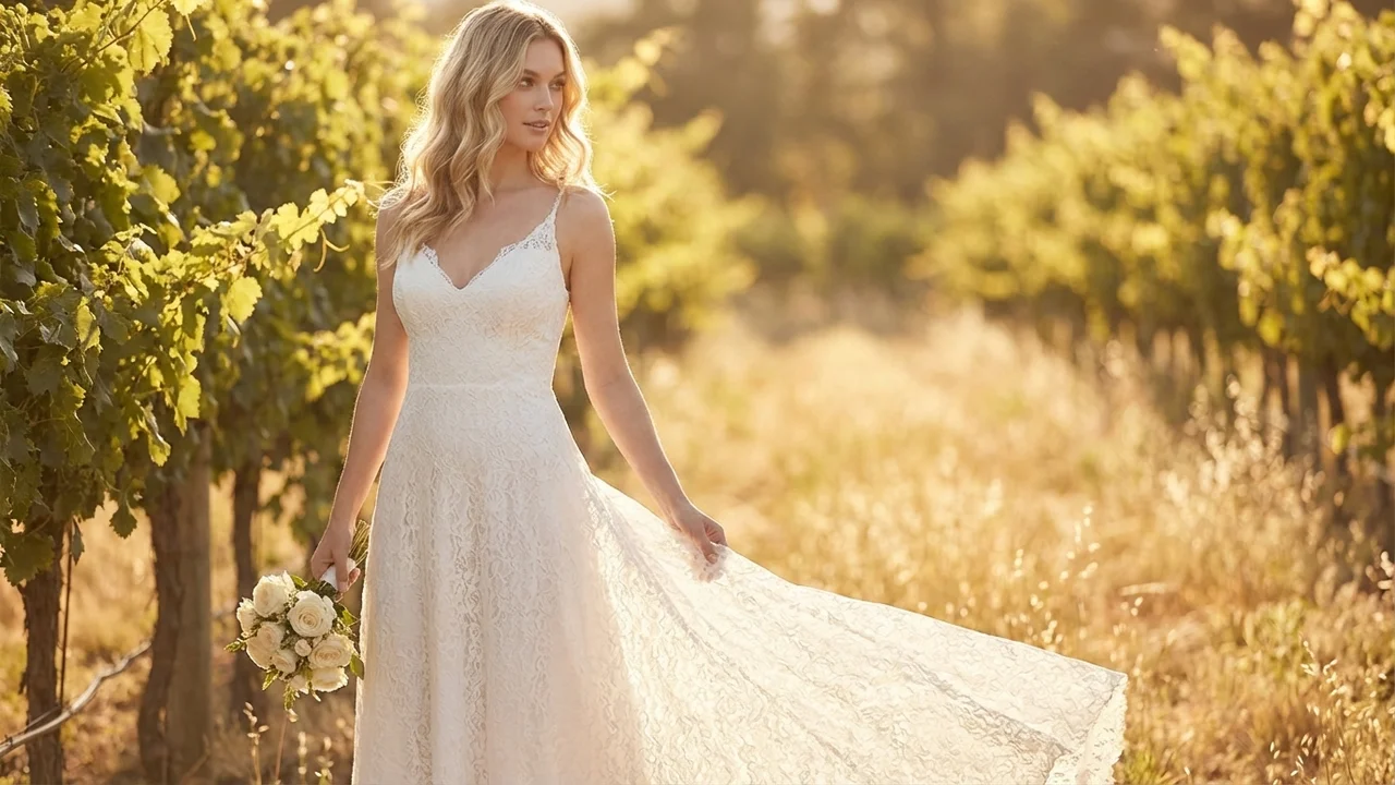 Rosalie Lace Spaghetti Strap A-Line Wedding Dress - 6