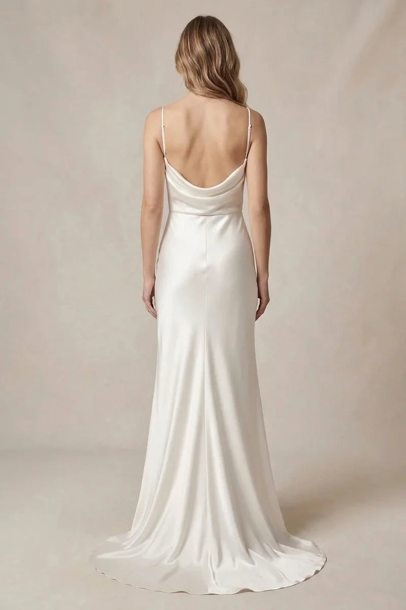 Estelle Satin Cowl Spaghetti Strap Slip Dress - 2