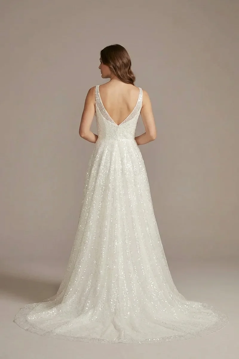 Celeste All-Over Sequin A-Line Wedding Dress - 2