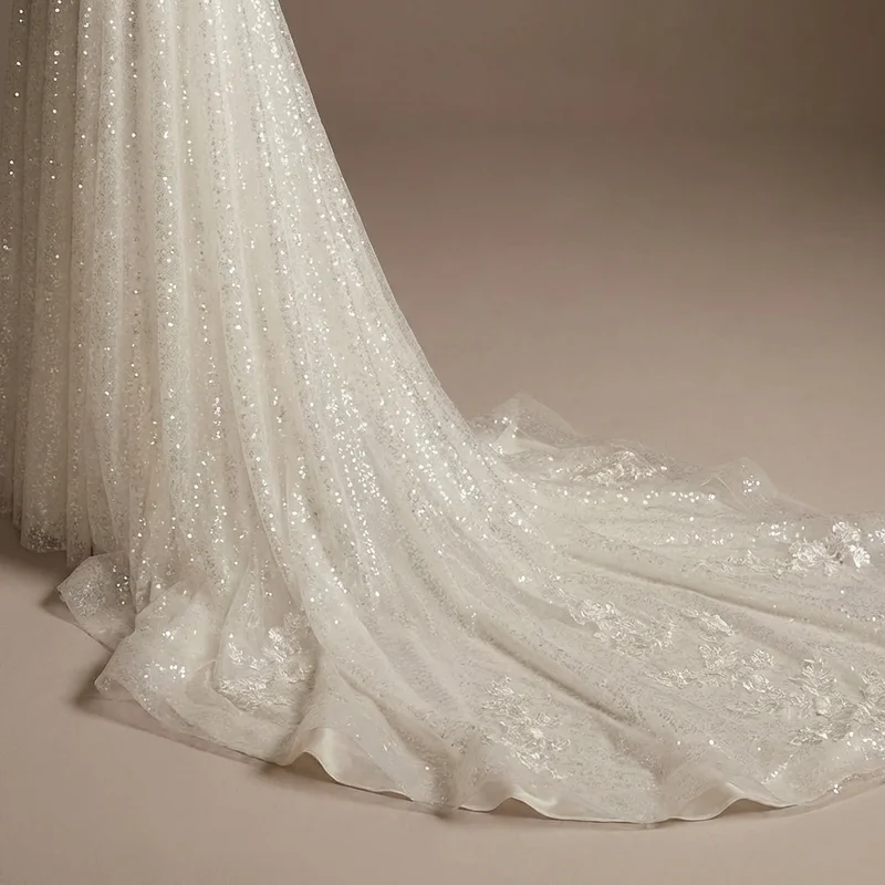 Celeste All-Over Sequin A-Line Wedding Dress - 4