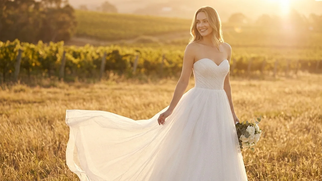 Astrid Glitter Tulle Ball Gown Wedding Dress - 6