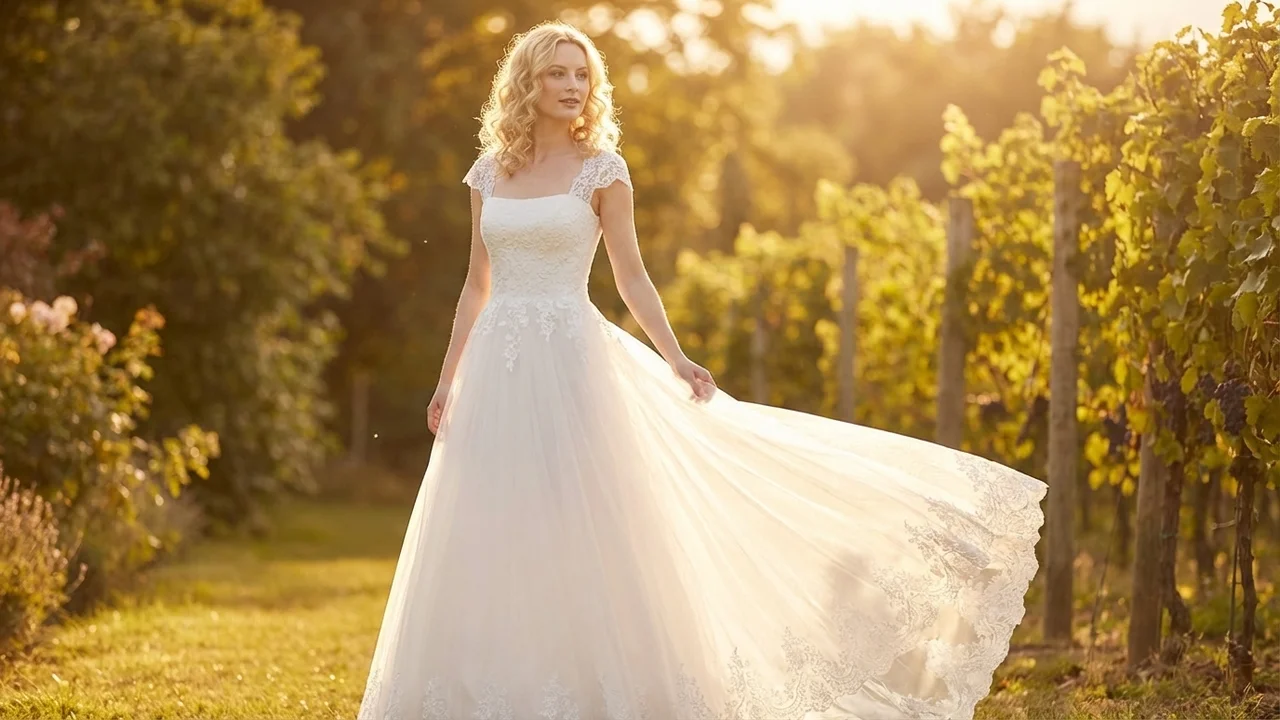 Rosalind Square Neck Tulle Ball Gown Wedding Dress - 6