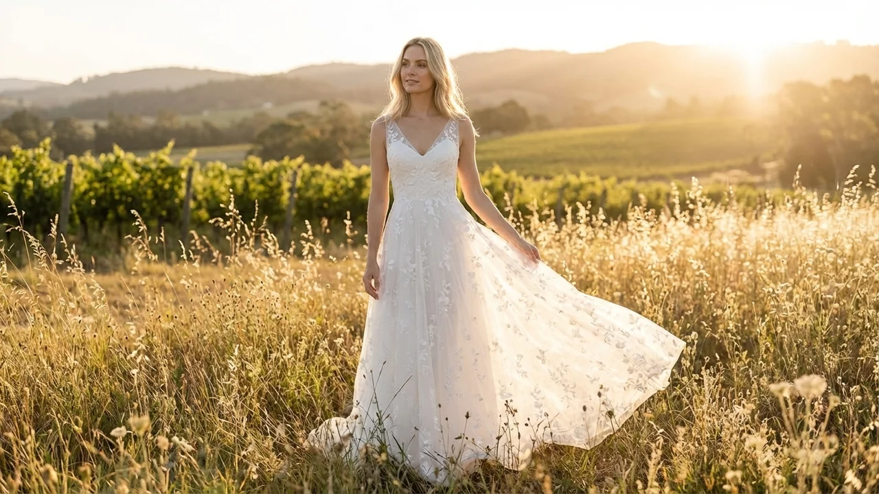 Penelope Tulle Embroidered Garden Wedding Dress - 6