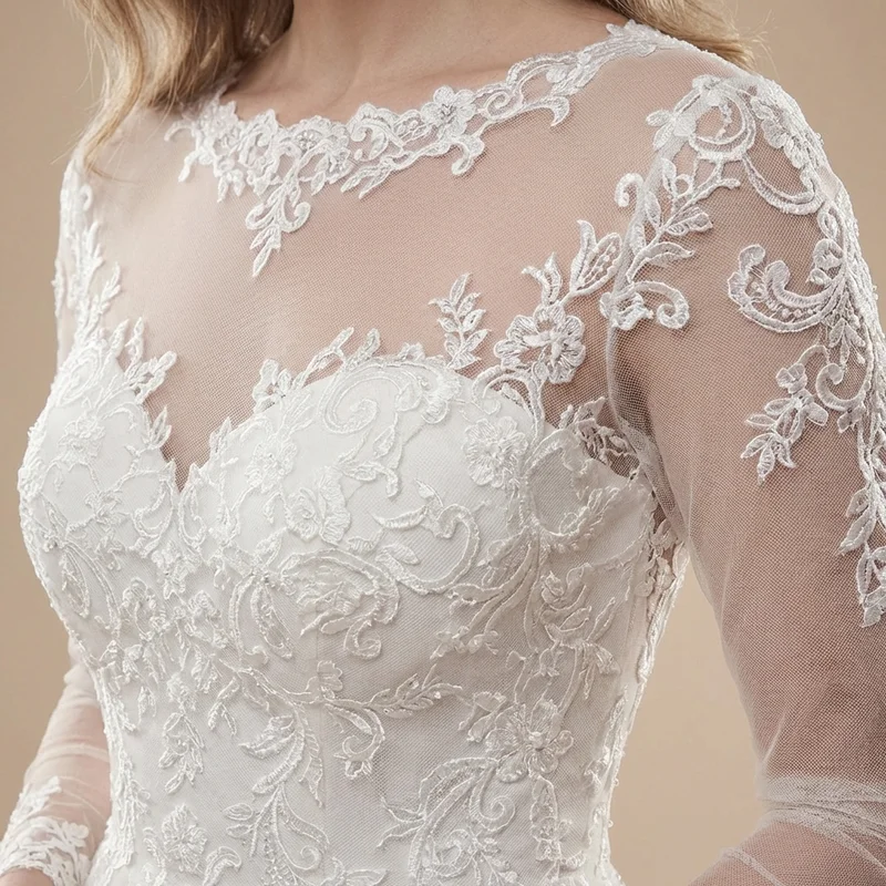 Cordelia Tulle Long Sleeve Winter Wedding Dress - 3